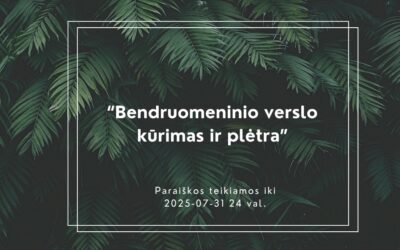 NVO kviečiamos teikti bendruomeninio verslo projektus